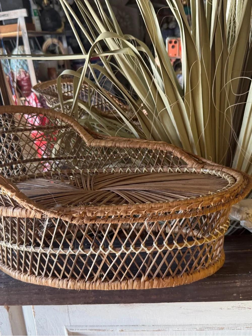 Handwoven Rattan Home Accent Basket - Natural Brown